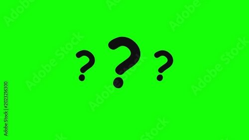 Animated question marks on green screen background. 4K Video