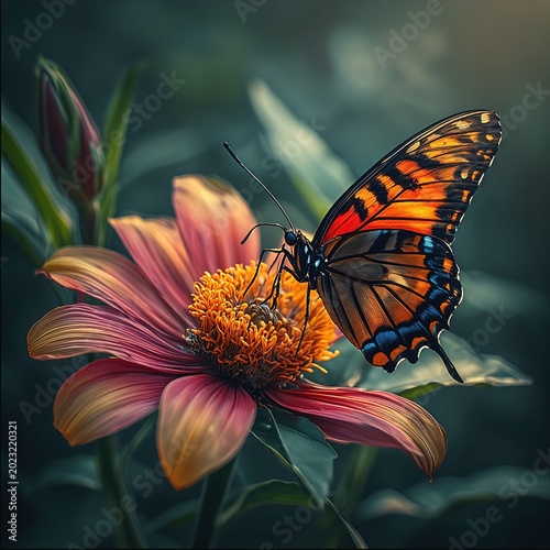 Monarch Butterfly Pollinating a Vibrant Orange Flower