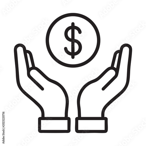 Hands holding dollar sign icon financial security concept