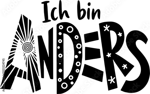 Bild auf Leinwand Deutscher Handlettering Schriftzug mit Text:  Ich bin ANDERS als Typogramm