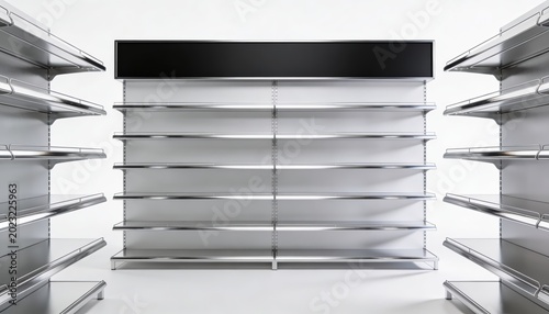 Modern Retail Store Shelving Display Interior Isolated on White Background