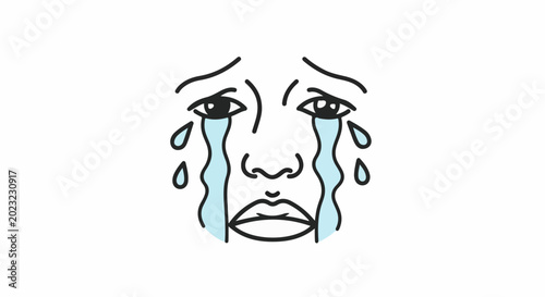 Sad face with crying eyes and mouth open