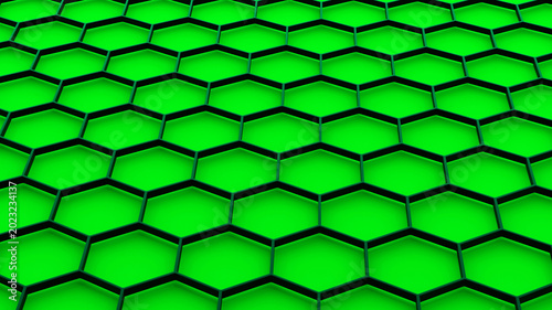 Green background with hexag...