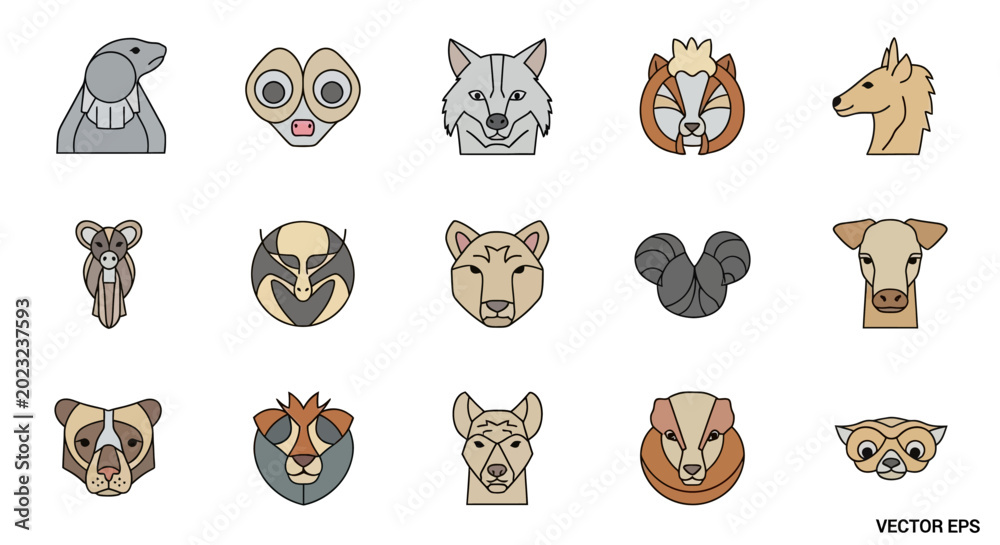 Εκτύπωση καμβά Cute Animal Faces Collection