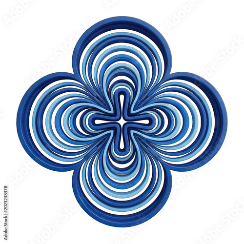 Abstract Blue Swirls Forming a Clover Shape