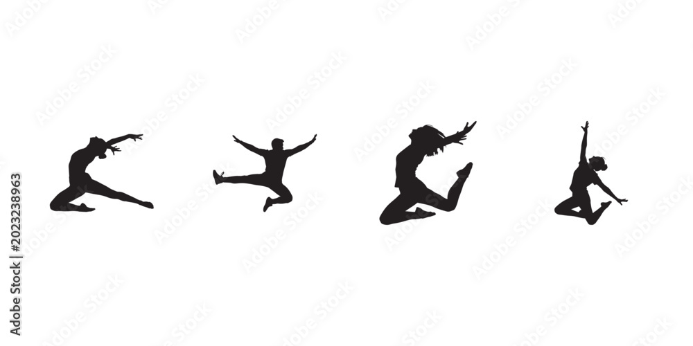 Fotografie People leaping silhouette collection