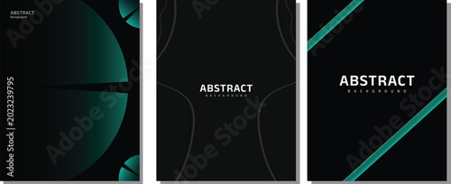 Premium Abstract Black Background Set with Teal Geometric Shapes