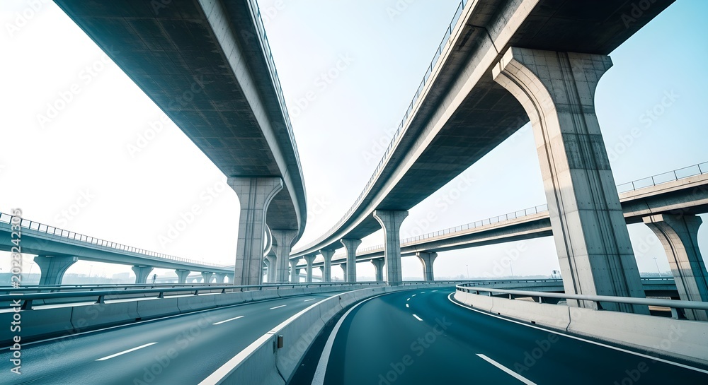 Naklejka premium Elevated Highway Overpass and Interchange for Urban Commuting