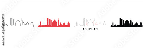Abu dhabi skyline silhouette in four different styles
