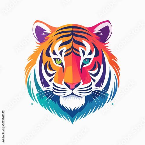 Colorful Tiger Face Illustration