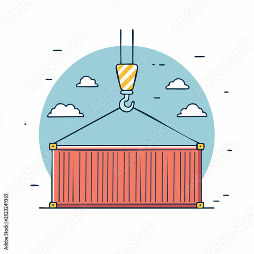 Crane lifting a shipping container