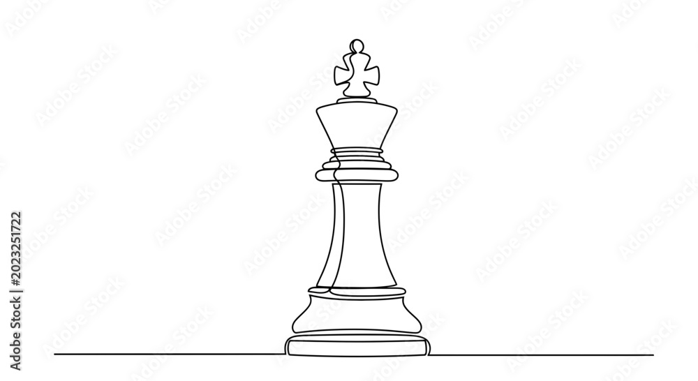 Fototapeta premium Single Line Drawing Chess King Piece