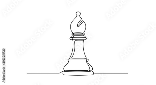 Foto Single continuous line drawing of a chess bishop piece.