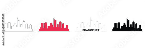 Frankfurt city skyline silhouettes in four different styles