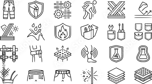 Fotografie Workwear  Safety Apparel Line Art Icons