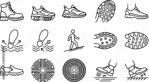 Foto Footwear Walking Traction Icons Set