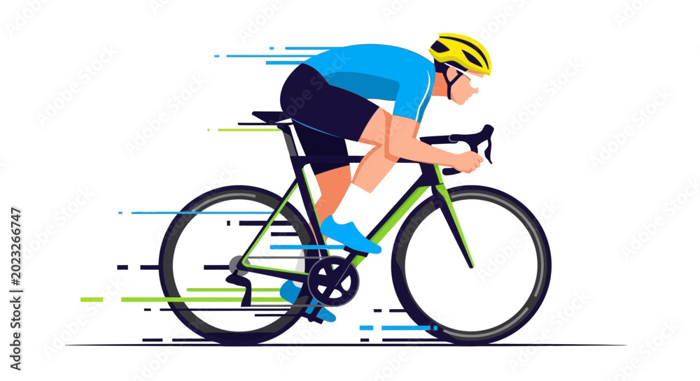 Fototapeta premium Professional cyclist riding a bicycle fast.