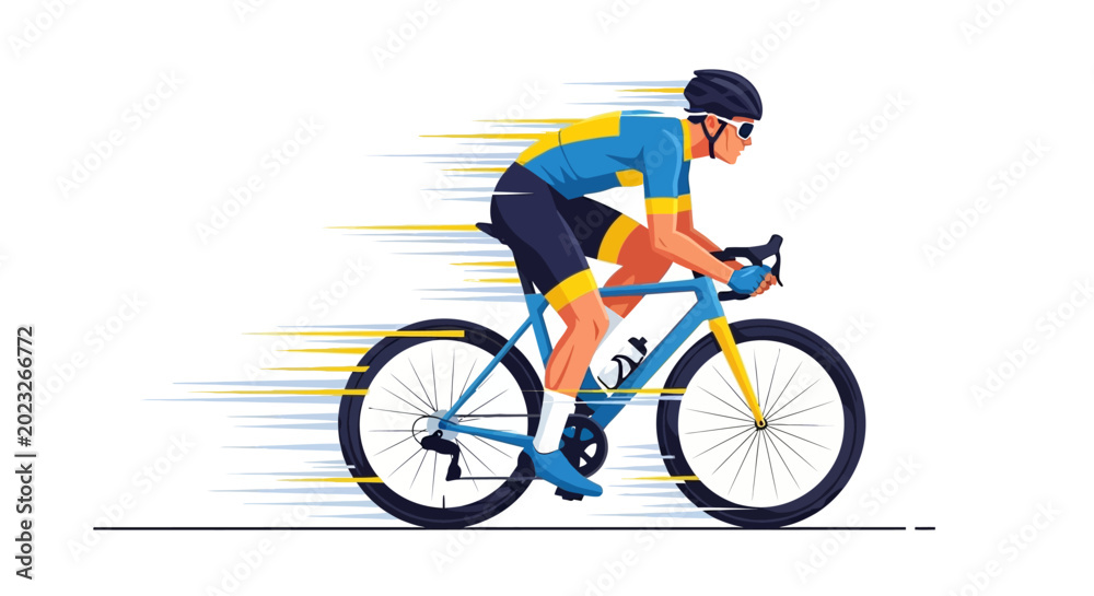 Fototapeta premium Professional cyclist riding a bicycle quickly.