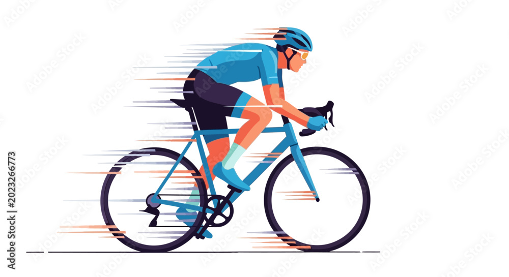 Fototapeta premium Professional cyclist riding a blue bicycle.