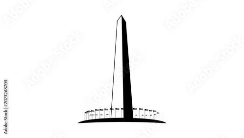 Washington Monument symbol, black isolated vector silhouette