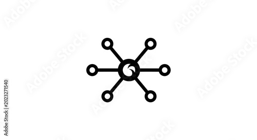 Bild auf Leinwand Minimalist vector icon of a network connection hub with data distribution nodes