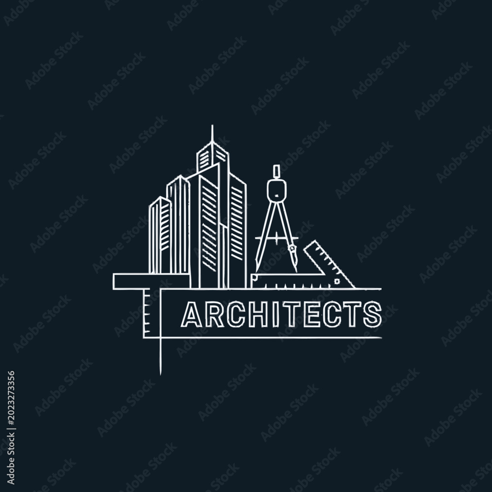 Fototapeta premium Architects logo with city buildings.