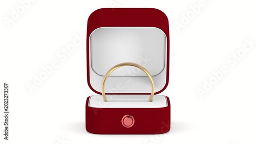 Gift box with wedding ring on white background. Isolated 3D illustration