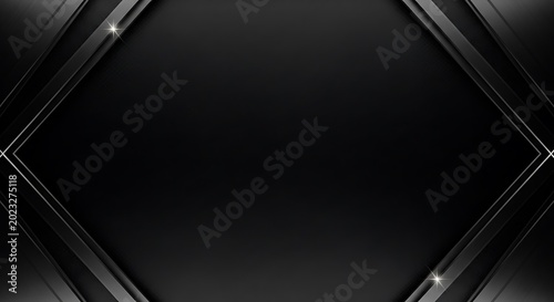 Abstract geometric black background with angular shapes and copy space
