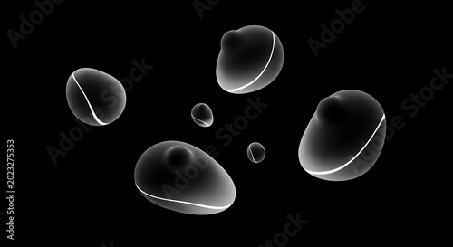 Abstract glowing shapes on black background digital illustration