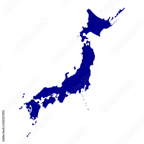 Blue Silhouette Of Japan Map