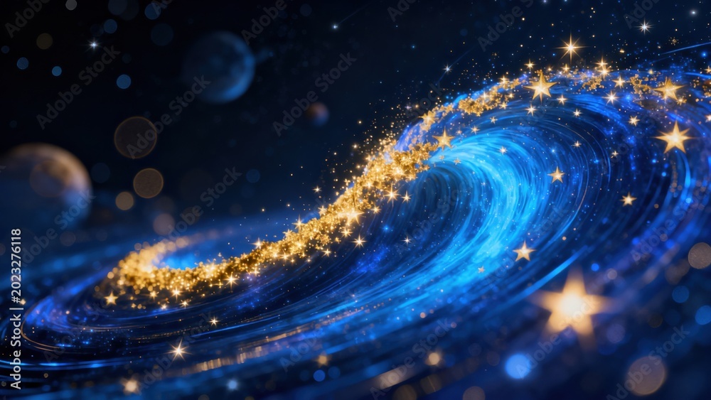 Fototapeta premium Cosmic wave with stars and planets