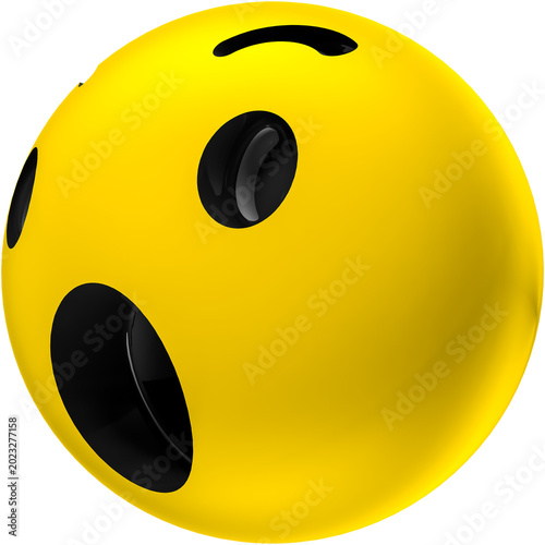 Принти на полотні Yellow Smiley Face Ball with Black Eyes and Mouth on White Background