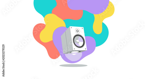 Vászonkép Sound Speaker Abstract Colorful Shapes Background