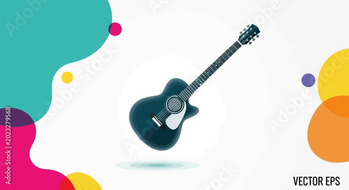 Quadro su tela Acoustic Guitar Music Art Colorful Abstract Background