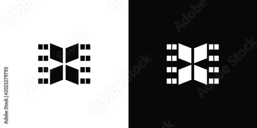 Minimalist black and white geometric pattern with diagonal lines and squares black background white geometric shapes