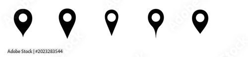 Konstfotografi Map Pin Icon Set, Minimalist Location Pointer and Navigation Marker Vector Icons