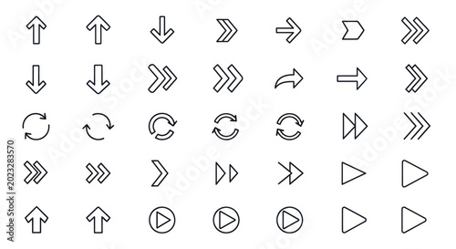 Arrow icons set for web design and navigation