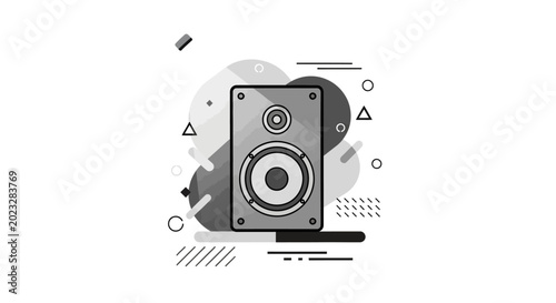 Fényképezés Modern Speaker Icon with Abstract Shapes