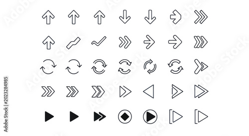 Arrow icons set for web design and navigation