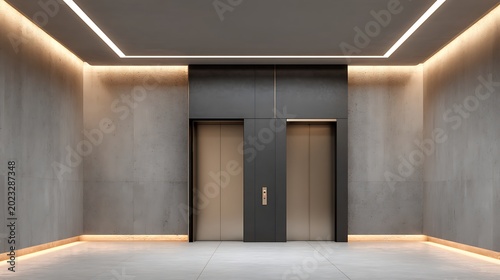 Minimalist Office Elevator Lobby / ミニマルなオフィスのエレベーターロビー
