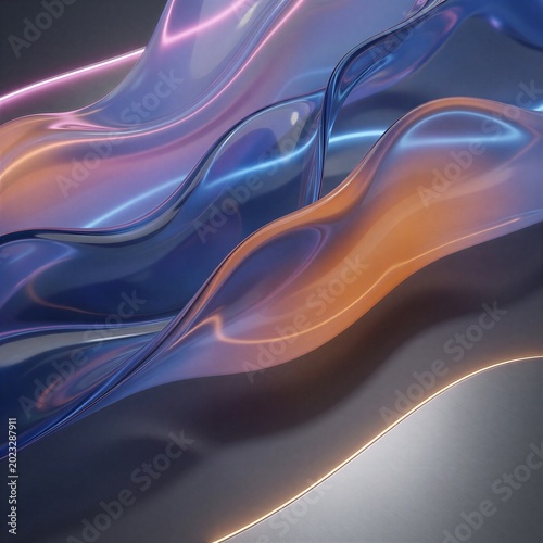 Abstract liquid curves gradient background with neon lights