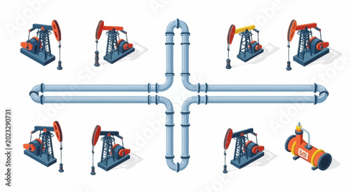 Quadro su tela Industrial oil pumps and pipeline system.