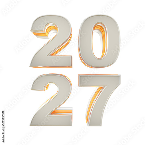 Happy new Year 2027 3D Rendered Text 4K PNG
