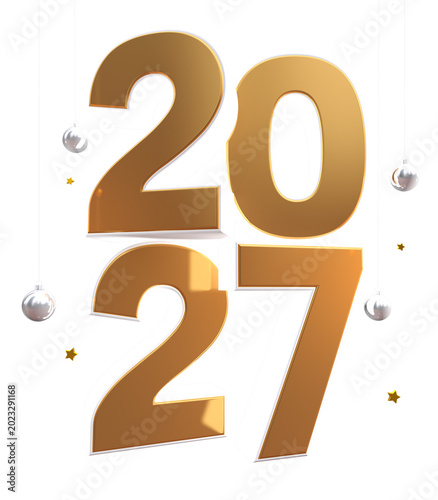 Happy new Year 2027 3D Rendered Text 4K PNG