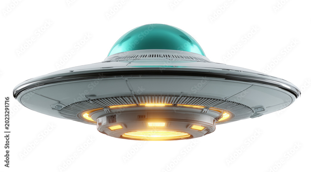 Fototapeta premium Futuristic UFO Spaceship with Glowing Lights