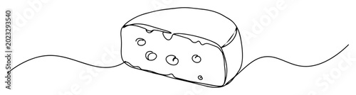 Tableau sur toile cheese wedge line icon - minimalist vector illustration