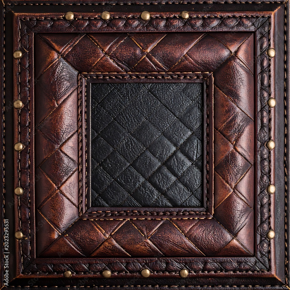 Fototapeta premium Luxurious brown leather picture frame.