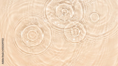 Beige water ripples background, aesthetic liquid surface with circular waves, soft peach skincare texture for beauty product marketing