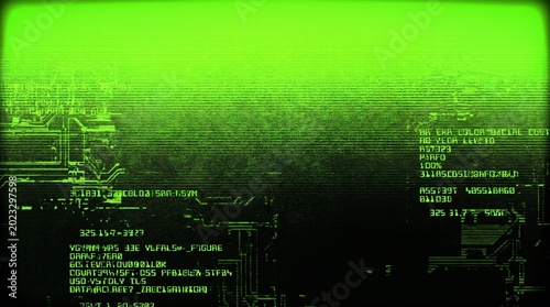Cyber Matrix Green Circuit Glitch Background