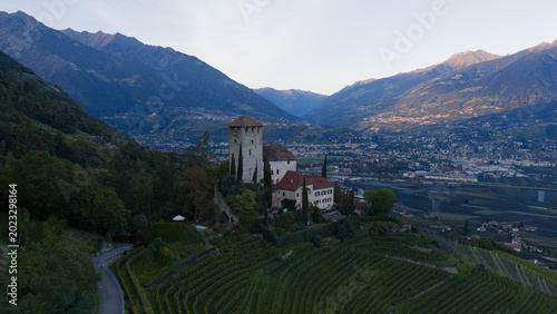 Photos Tyrol castle overlooking merano valley and vineyards alps